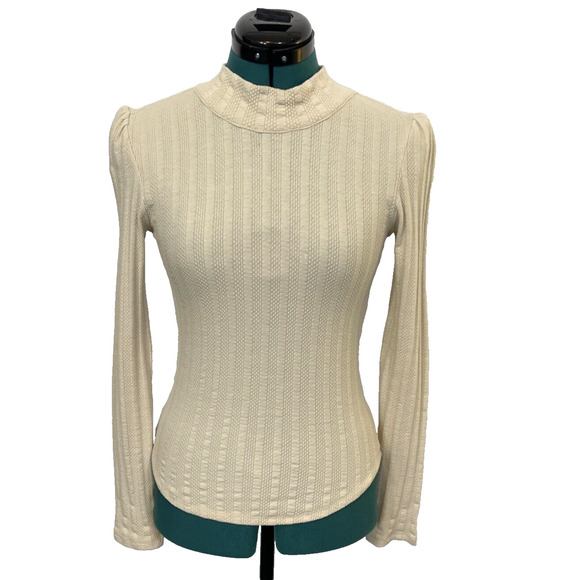 Free People Party in the Back Top Ribbed Knit Open Back w/ Scarf Tie Ivory Small - Picture 2 of 9